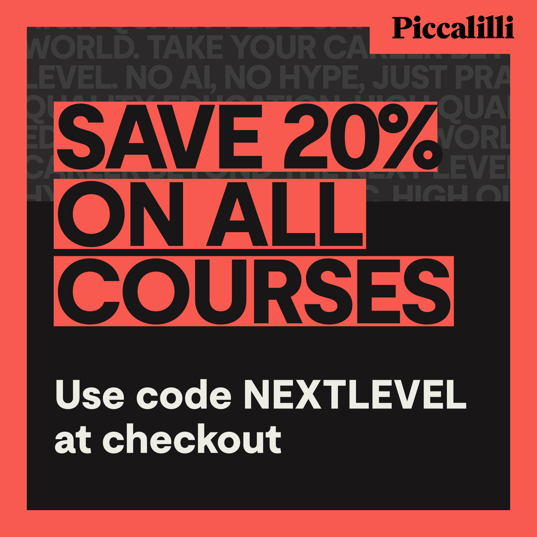 Save 20% on all courses