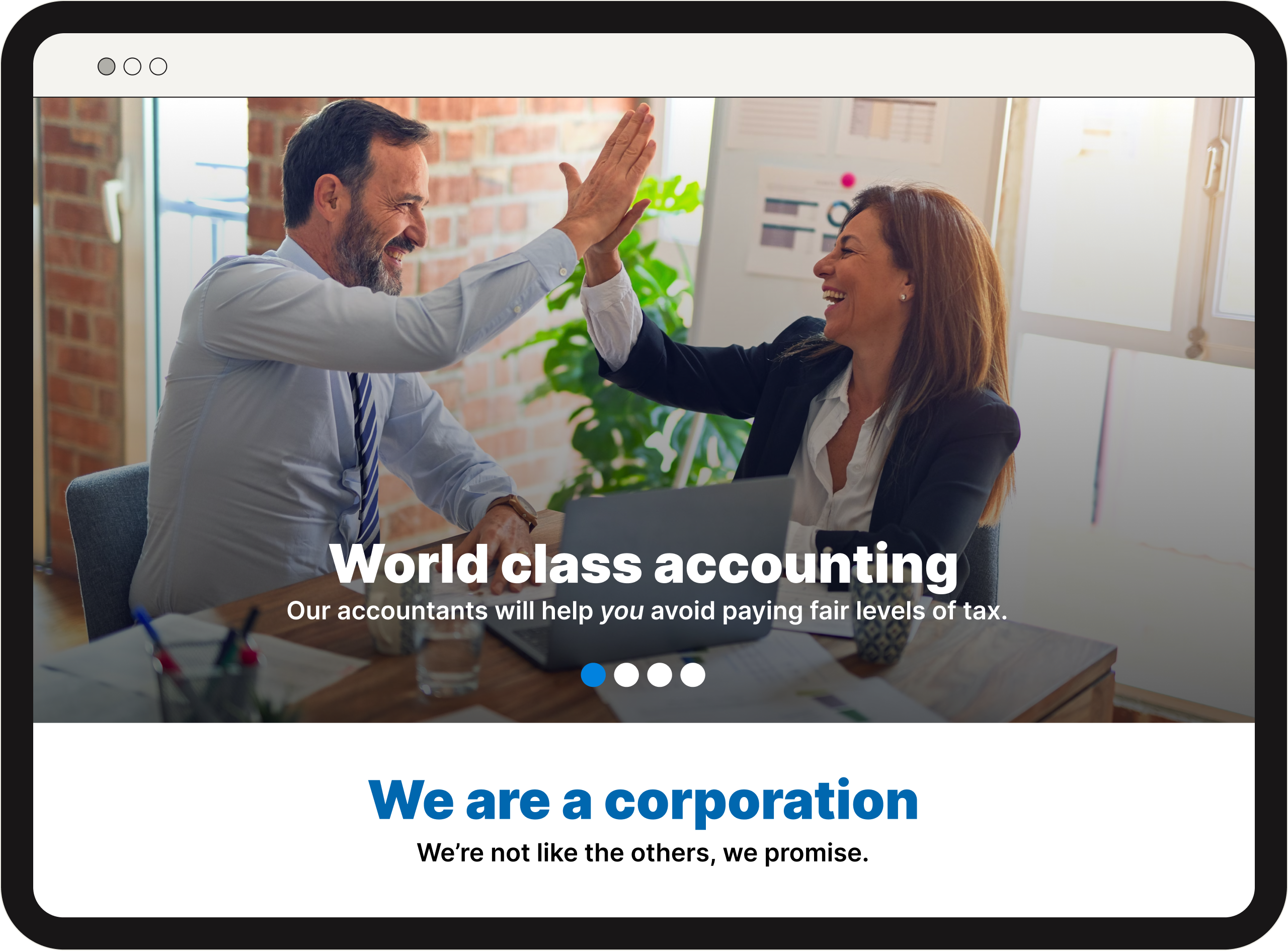 Screenshot of a hero unit mockup with an autoplaying slider/carousel