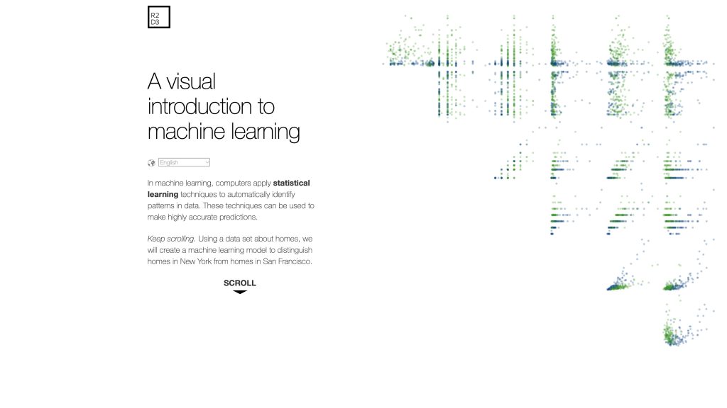 A visual introduction to machine learning landing screen